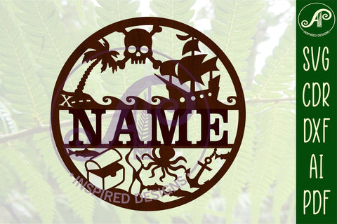 Pirate name sign svg laser cut template SVG APInspireddesigns 