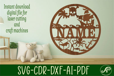 Pirate name sign svg laser cut template SVG APInspireddesigns 
