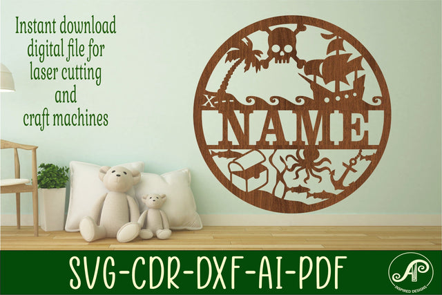 Pirate name sign svg laser cut template SVG APInspireddesigns 