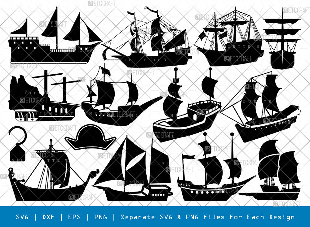 Pirate Ship SVG, Ship Silhouette, Black Pirate Svg, Sail Boat Svg, Boat ...