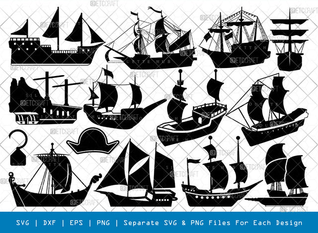 Pirate Ship SVG, Ship Silhouette, Black Pirate Svg, Sail Boat Svg, Boat Svg, Sea Battles Svg, Sea Ship Svg, Pirate Boat Svg, Ship Bundle, SVG ETC Craft 