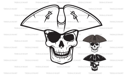 Pirate skull with hat SVG TribaliumArtSF 