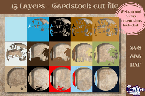 Pirate Svg Shadow Box, 3D Layered Pirate Ship Treasure Chest SVG Crafty Mama Studios 