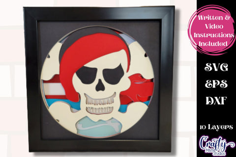 Pirate Svg Shadow Box, 3D Layered Skull And Crossbones Svg SVG Crafty Mama Studios 
