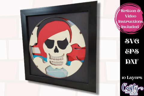 Pirate Svg Shadow Box, 3D Layered Skull And Crossbones Svg SVG Crafty Mama Studios 