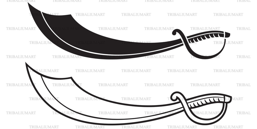 Pirate Sword (Sabre). Cut files for Cricut. Clip Art silhouettes (eps ...