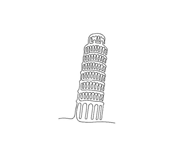 Pisa Tower, Italy One line Embroidery Design Embroidery/Applique DESIGNS Angie 
