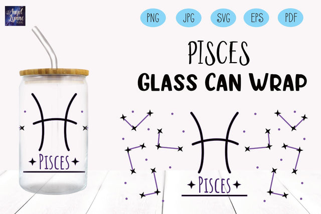 Pisces Glass Wrap | Pisces Libbey Glass Wrap SVG Angel Lynne Designs 