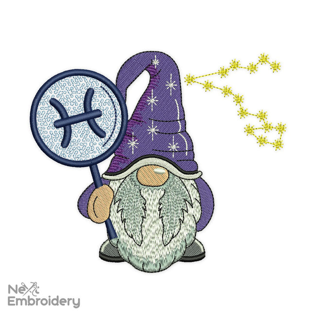 Pisces Gnome Embroidery Design Embroidery/Applique DESIGNS NextEmbroidery 