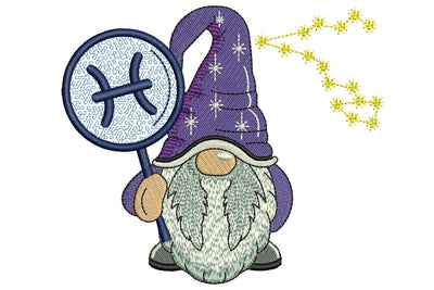 Pisces Gnome Embroidery Design, Zodiac Horoscope Embroidery designs, Machine Embroidery File Embroidery/Applique DESIGNS NextEmbroidery 