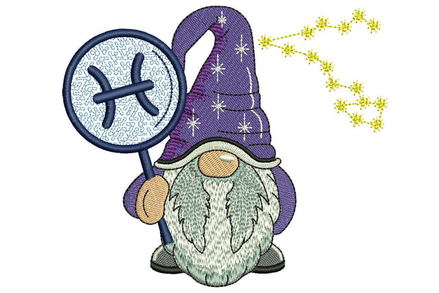 Pisces Gnome Embroidery Design, Zodiac Horoscope Embroidery designs, Machine Embroidery File Embroidery/Applique DESIGNS NextEmbroidery 