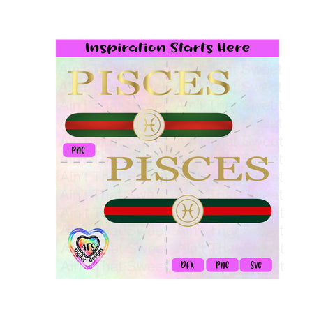 Pisces | Horoscope | Red and Green Stripes | February 19-March 20 - Transparent PNG SVG DXF - Silhouette, Cricut, ScanNCut SVG Aint That Sweet 