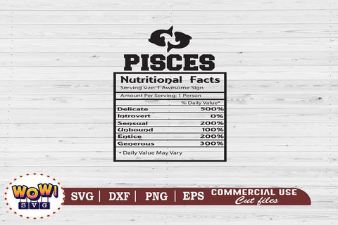 Pisces Nutritional Facts Svg , Zodiac sign svg, Nutrition, Zodiac svg SVG Wowsvgstudio 
