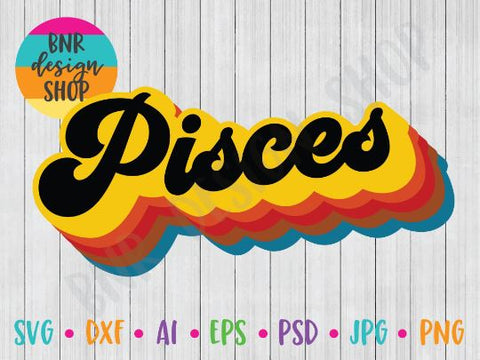Pisces SVG File, Horoscope SVG, Retro SVG, Vintage SVG, SVG Cut File for Cricut Cutting Machines and Vinyl Crafting SVG BNRDesignShop 