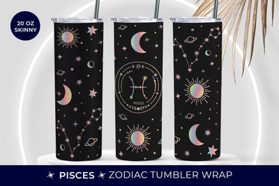 Pisces Tumbler Sublimation, Zodiac sign tumbler wrap Sublimation KMarinaDesign 