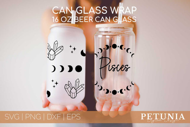 Pisces Zodiac Can Glass Wrap SVG | Beer Can Glass Wrap SVG SVG Petunia Digital Design 