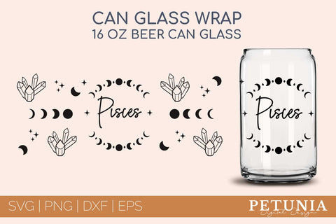 Pisces Zodiac Can Glass Wrap SVG | Beer Can Glass Wrap SVG SVG Petunia Digital Design 