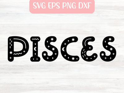 Pisces Zodiac Sign SVG File for Cricut or Silhouette, Horoscope Sublimation PNG, Digital Download Commercial Use SVG Apple Grove Designs 