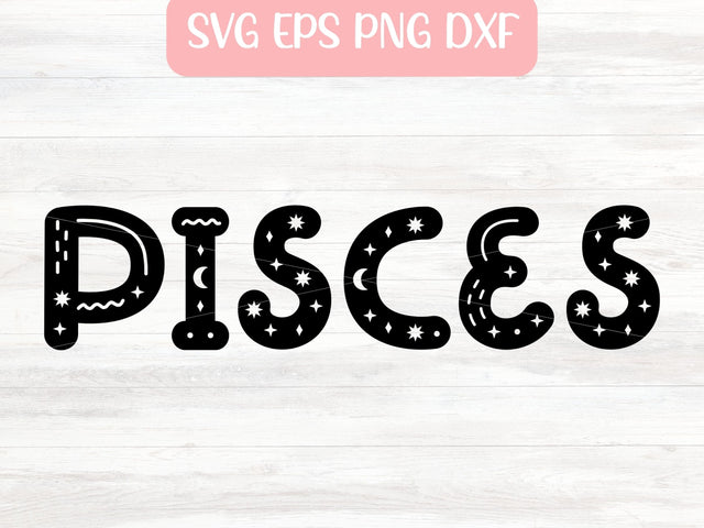 Pisces Zodiac Sign SVG File for Cricut or Silhouette, Horoscope Sublimation PNG, Digital Download Commercial Use SVG Apple Grove Designs 
