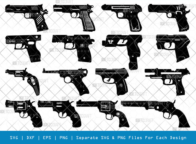 Pistol SVG, Pistol Silhouette, Gun Svg, Handgun Svg, Revolver Svg, Weapon Svg, Gun Silhouette, Pistol Bundle,Pistol SVG, Pistol Silhouette, Gun Svg, Handgun Svg, Revolver Svg, Weapon Svg, Gun Silhouette, Pistol Bundle, SVG ETC Craft 