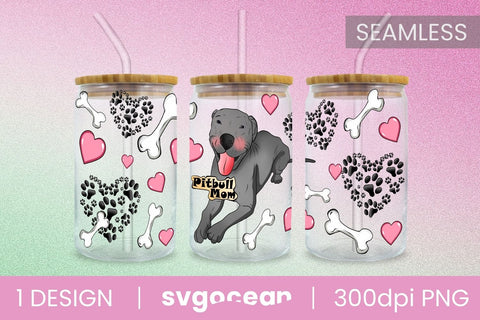 Pit Bull Can Glass PNG Sublimation SvgOcean 