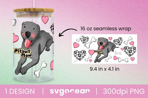 Pit Bull Can Glass PNG Sublimation SvgOcean 