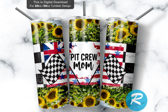 Pit Crew Mom 20 oz / 30 oz Tumbler PNG Sublimation Regulrcrative 