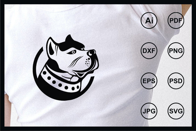 Pitbull dog head design illustration SVG Leamsign Studio 