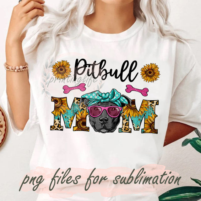 Pitbull Mom Png, Pitbull Sunflowers Design Png, Mom Leopard Sunflower Sublimation Png, Pitbull Lover Png, Western Pitbull Mom, Glitter Pitbull Png, Digital Download Sublimation PrintingLife 