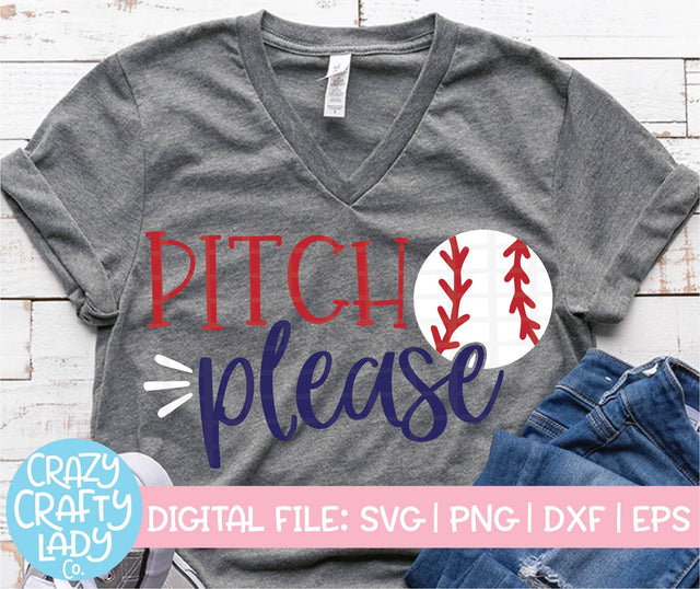Pitch Please | Baseball SVG Cut File SVG Crazy Crafty Lady Co. 
