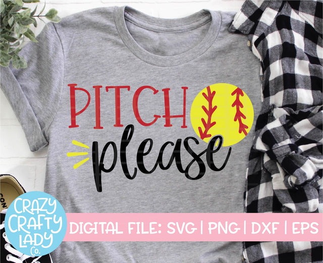 Pitch Please | Softball SVG Cut File SVG Crazy Crafty Lady Co. 