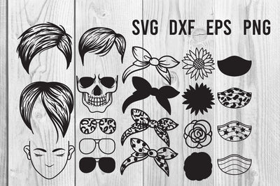 PixieMessy Bun Bandana Mom Life SVG Clip Art SVG dadan_pm 