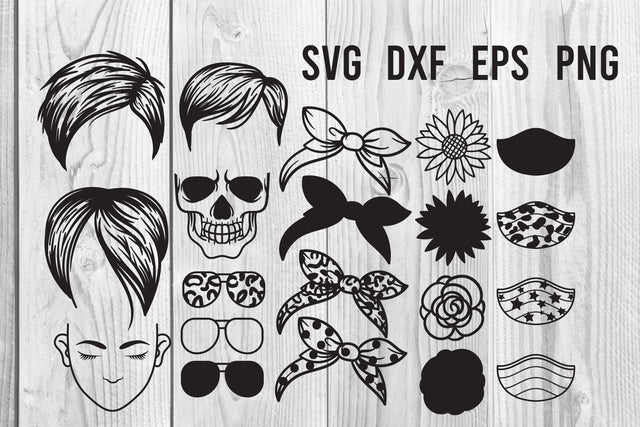 PixieMessy Bun Bandana Mom Life SVG Clip Art SVG dadan_pm 