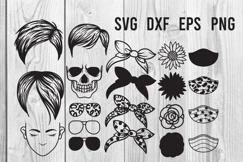 PixieMessy Bun Bandana Mom Life SVG Clip Art SVG dadan_pm 