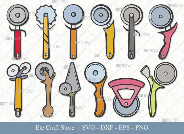 Pizza Cutter Clipart SVG Cut File | Pizza Wheel Svg | Circle Knife Svg | Pizza Svg | Eps | Dxf | Png | Bundle SVG ETC Craft 