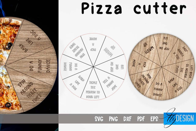 Pizza Cutter Laser Cut SVG | Kitchen SVG Design | Pizza Board Game CNC files SVG Fly Design 