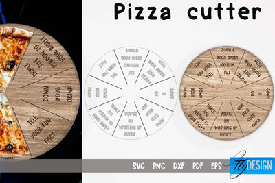Pizza Cutter Laser Cut SVG | Kitchen SVG Design | Pizza Board Game CNC files SVG Fly Design 