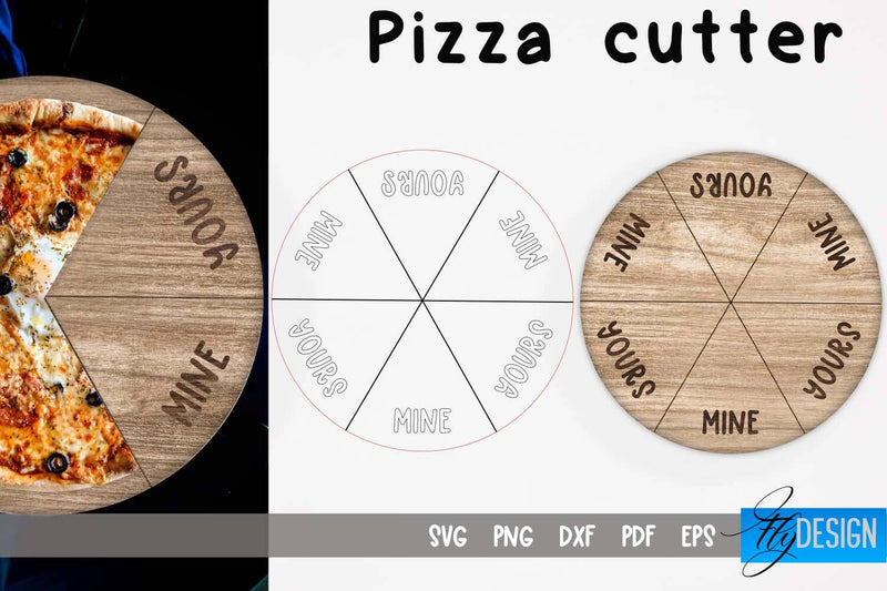 Pizza Cutter Laser Cut SVG | Kitchen SVG Design | Pizza Board Game CNC files SVG Fly Design 