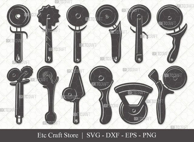 Pizza Cutter Silhouette SVG Cut File | Pizza Wheel Svg | Circle Knife Svg | Pizza Svg | Eps | Dxf | Png | Bundle SVG ETC Craft 
