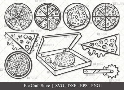 Pizza Outline SVG Cut File | Pizza Slice Svg | Food Svg | Pepperoni Pizza Svg | Pizza Day | Pizza Bundle | Eps | Dxf | Png SVG ETC Craft 