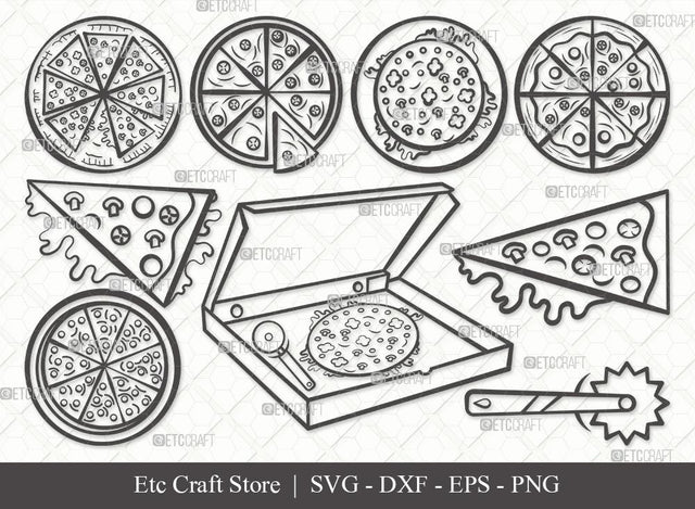 Pizza Outline SVG Cut File | Pizza Slice Svg | Food Svg | Pepperoni Pizza Svg | Pizza Day | Pizza Bundle | Eps | Dxf | Png SVG ETC Craft 