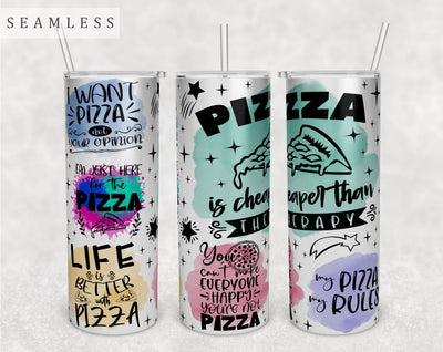 Pizza Quotes Tumbler Wrap, 20 Oz Skinny Tumbler Sublimation Design, Seamless Pizza Sayings Tumbler PNG Sublimation HappyDesignStudio 