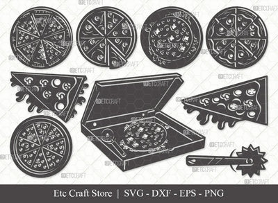 Pizza Silhouette SVG Cut File | Pizza Slice Svg | Food Svg | Pepperoni Pizza Svg | Pizza Day | Pizza Bundle | Eps | Dxf | Png SVG ETC Craft 