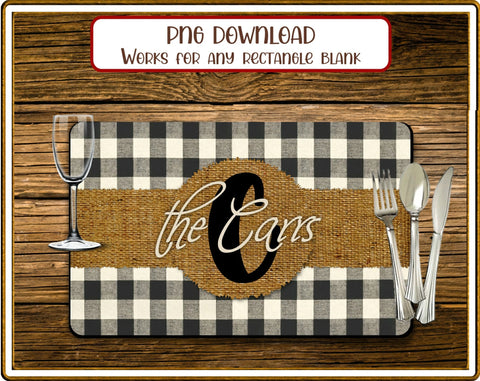 Placemat Checked Burlap Rectangular Sublimation JPG Sublimation Designs by Rae 