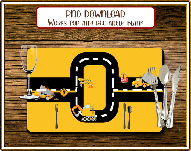 Placemat Kids Construction Rectangular Sublimation JPG Sublimation Designs by Rae 