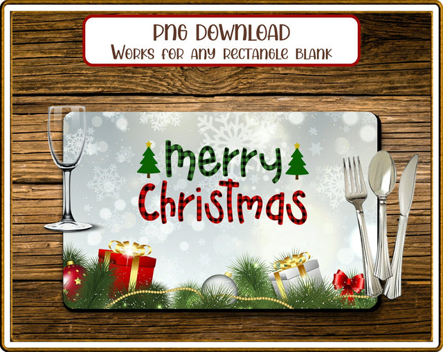 Placemat Merry Christmas Rectangular Sublimation JPG Sublimation Designs by Rae 
