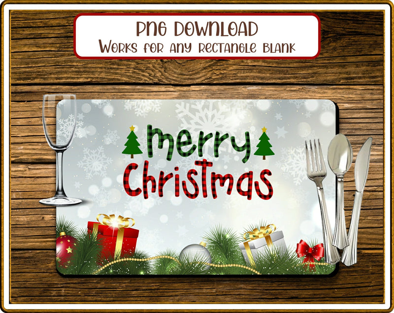 Placemat Merry Christmas Rectangular Sublimation JPG Sublimation Designs by Rae 