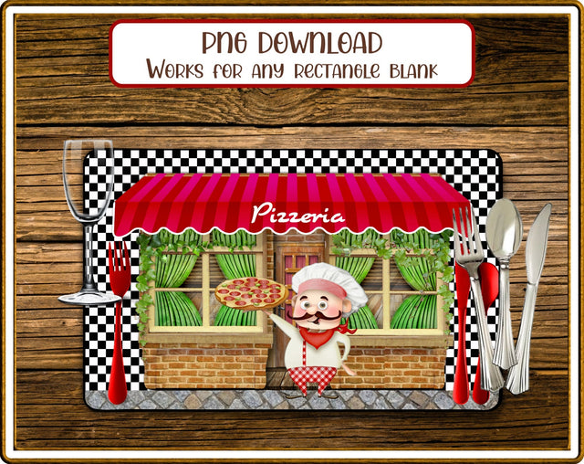 Placemat Pizza Chef Rectangular Sublimation JPG Sublimation Designs by Rae 