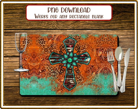 Placemat Western Cross Rectangular Sublimation JPG Sublimation Designs by Rae 