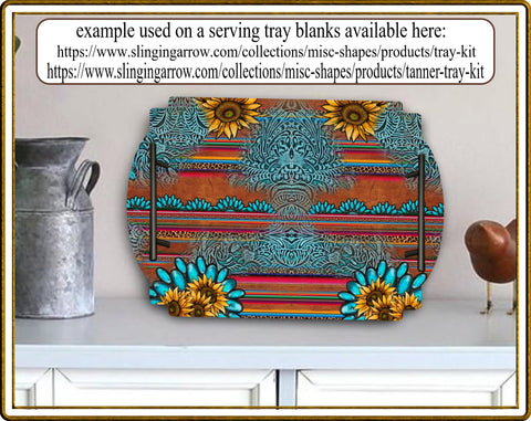 Placemat Western Sunflower Rectangular Sublimation JPG Sublimation Designs by Rae 